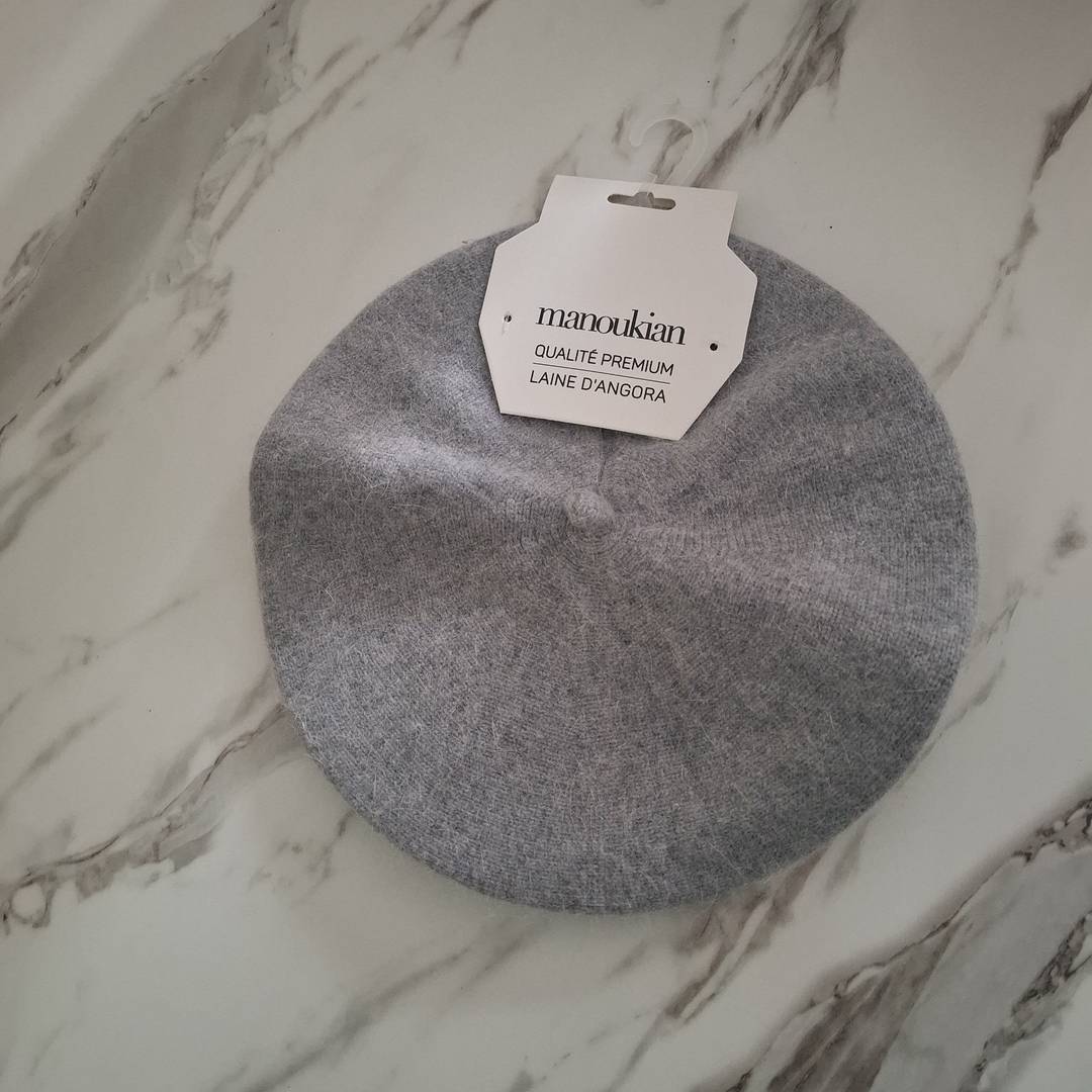 Béret Femme Manoukian Gris – Laine d'Angora Qualité Premium – Neuf avec Étiquette