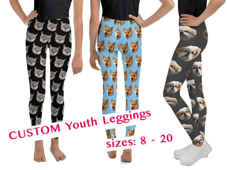 Custom Kids Leggings Shirt Costume Toddler Pants Photo Personalized Selfie Children Gift Birthday Party Face Unique Activewear Youth Clothes