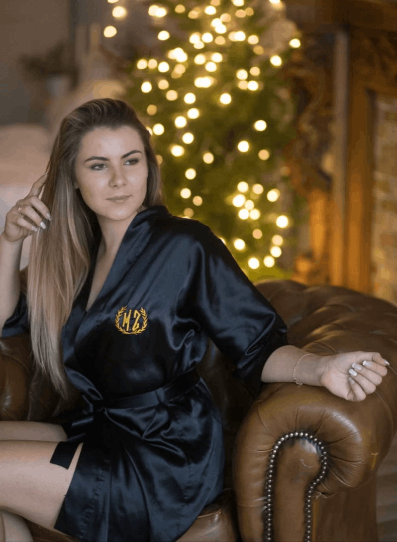 Satin robe, monogram robe, silky robe, personalised robe, custom made robe, embroidered robe