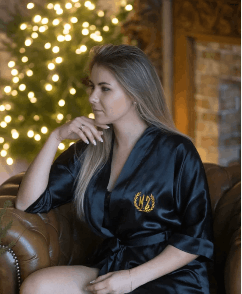 Satin robe, monogram robe, silky robe, personalised robe, custom made robe, embroidered robe