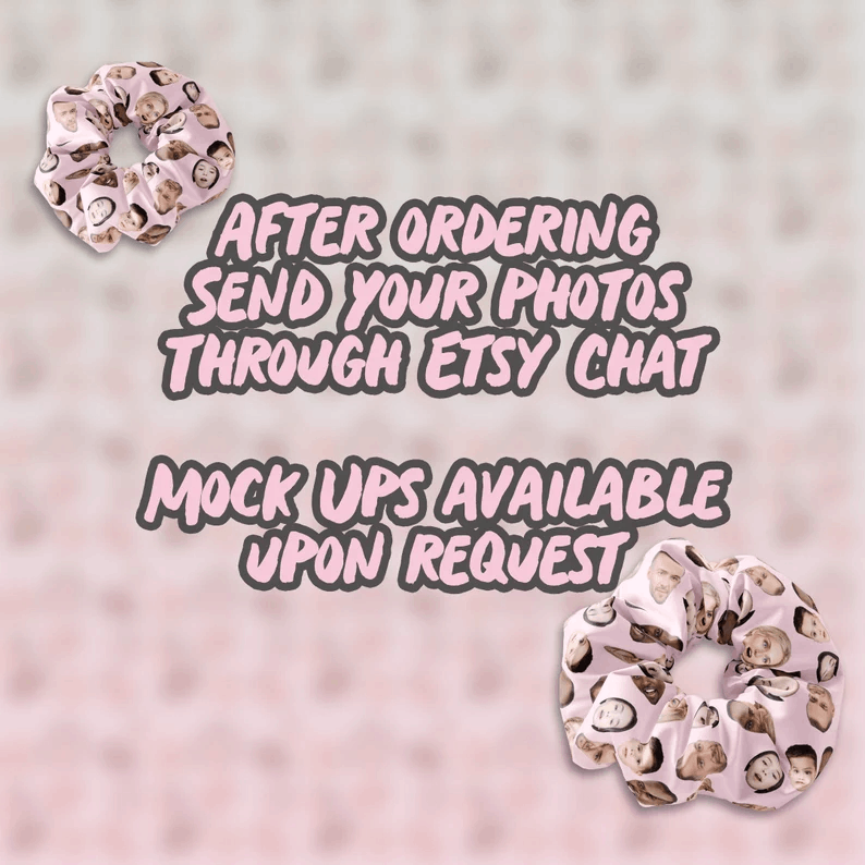 Personalized Faces with optional Text Scrunchie Hair Tie, Funny Faces Custom Scrunchy Hair Accessory, Hilarious Gag gift idea for all ages