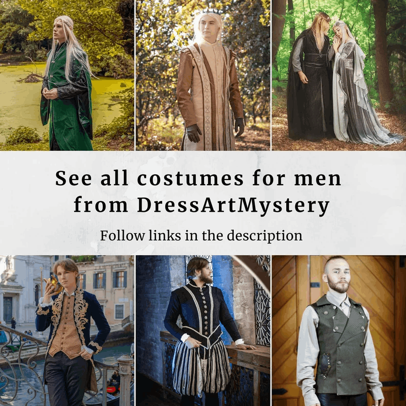 Fantasy Men costume, 18th-century fashion, book cosplay, wedding costume, Ren Faire costume, Made to order