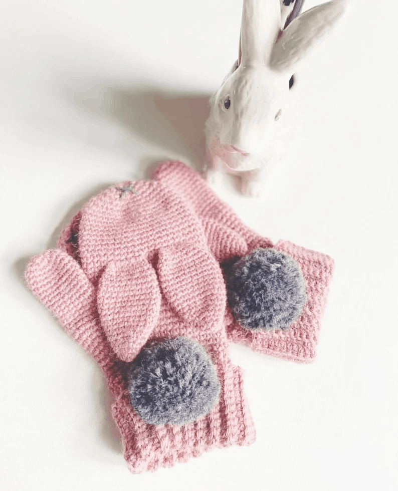 PATTERN ONLY - Crochet Bunny Gloves. Fingerless and Mitten options. child/todder gloves