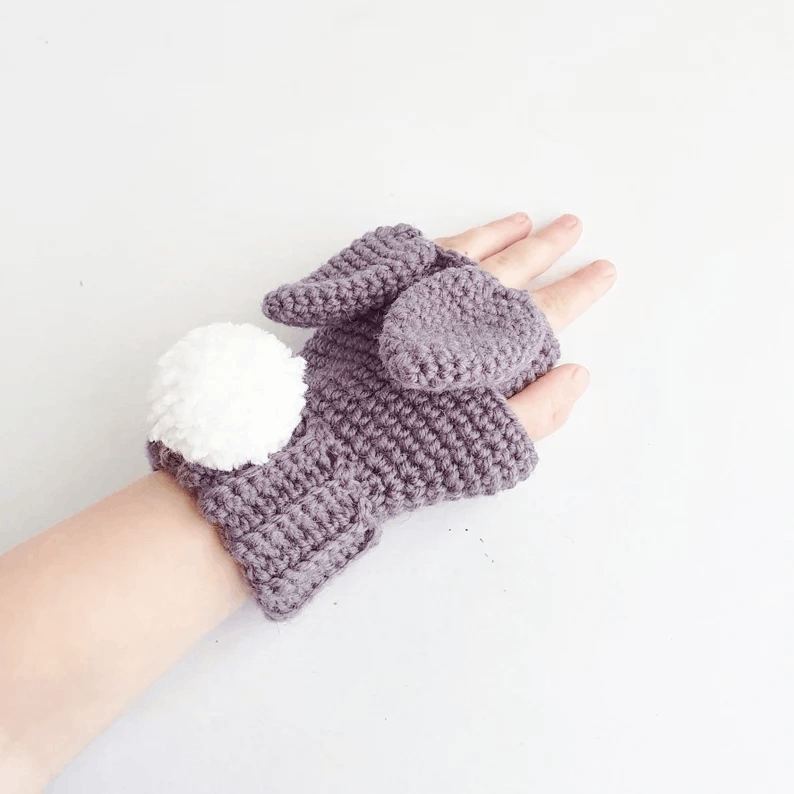 PATTERN ONLY - Crochet Bunny Gloves. Fingerless and Mitten options. child/todder gloves