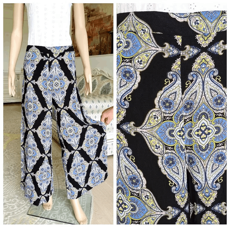 multicolor pants wide pants Culottes Abstract print Wide Leg Pants Palazzo Pants summer skirt pant Waist Pants boho Pants beach Pants M