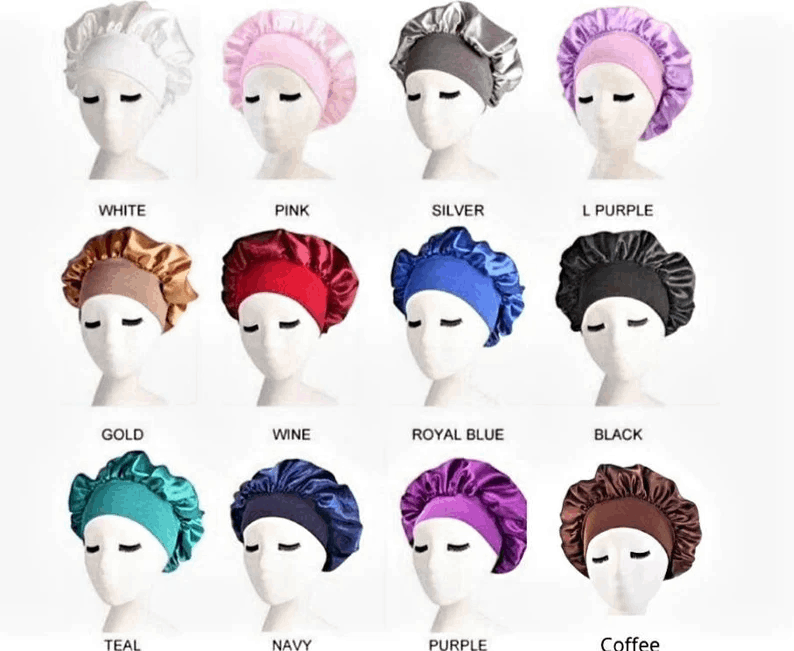 Personalised Large Adult Hair Bonnet Women Ladies Satin Hair Bonnet Sleep Hat Cap Night Silk Cap Head Wrap Personalised Name Satin Bonnet