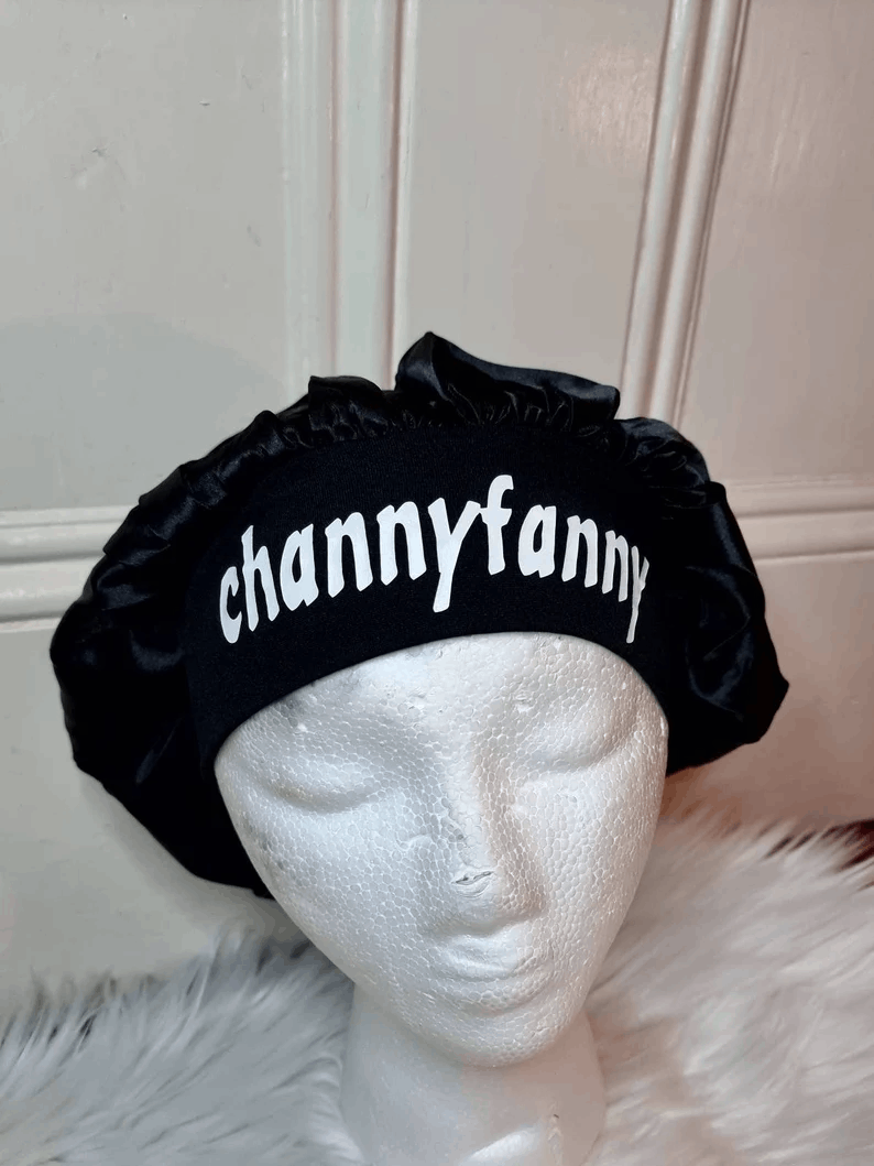 Personalised Large Adult Hair Bonnet Women Ladies Satin Hair Bonnet Sleep Hat Cap Night Silk Cap Head Wrap Personalised Name Satin Bonnet