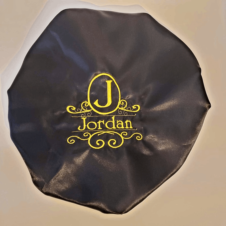 Elegant monogram hair bonnet/Satin ADULT bonnet/personalized bonnet/ Embroidered bonnet/Christmas Gift/Gift for her/Reversible Satin Bonnet