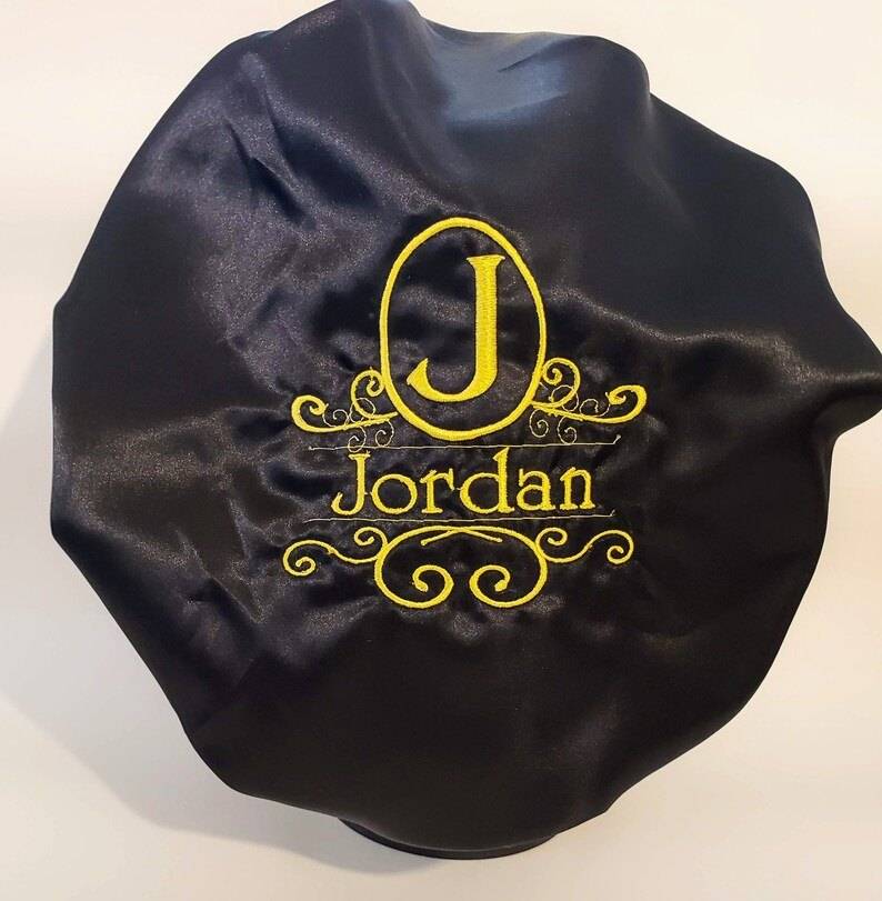 Elegant monogram hair bonnet/Satin ADULT bonnet/personalized bonnet/ Embroidered bonnet/Christmas Gift/Gift for her/Reversible Satin Bonnet