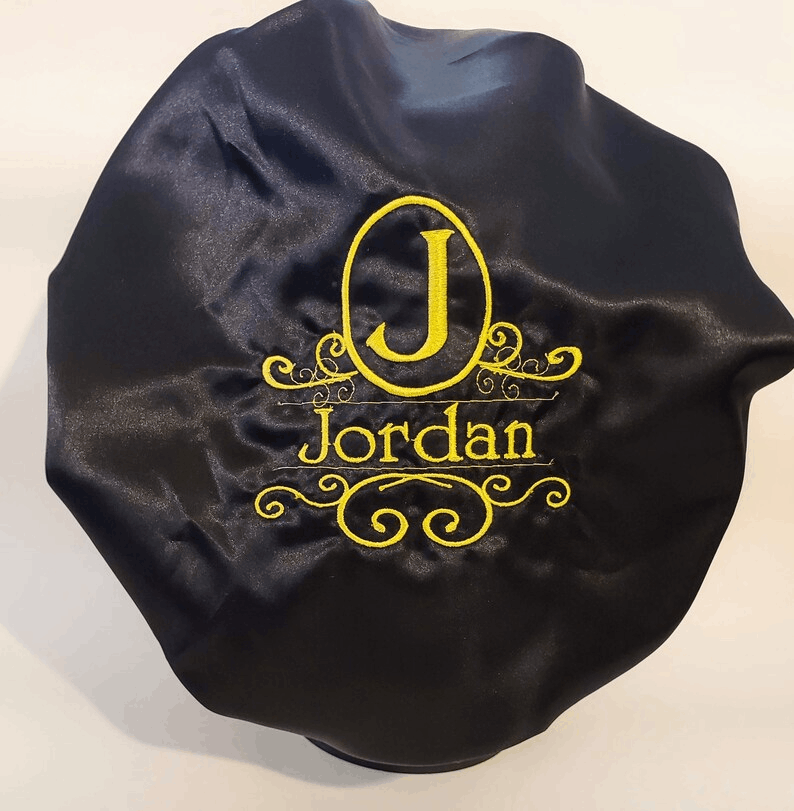 Elegant monogram hair bonnet/Satin ADULT bonnet/personalized bonnet/ Embroidered bonnet/Christmas Gift/Gift for her/Reversible Satin Bonnet