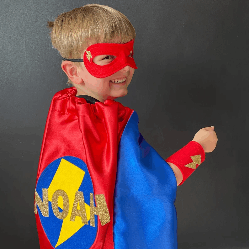 Kids Superhero Cape, Personalised Super Hero Birthday Cape, Kids Custom Superhero Cape, Kids Satin Superhero Costume. CHOOSE COLOUR & NAME.