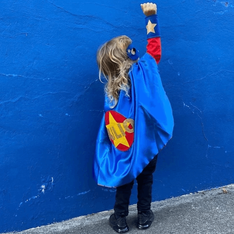 Kids Superhero Cape, Personalised Super Hero Birthday Cape, Kids Custom Superhero Cape, Kids Satin Superhero Costume. CHOOSE COLOUR & NAME.