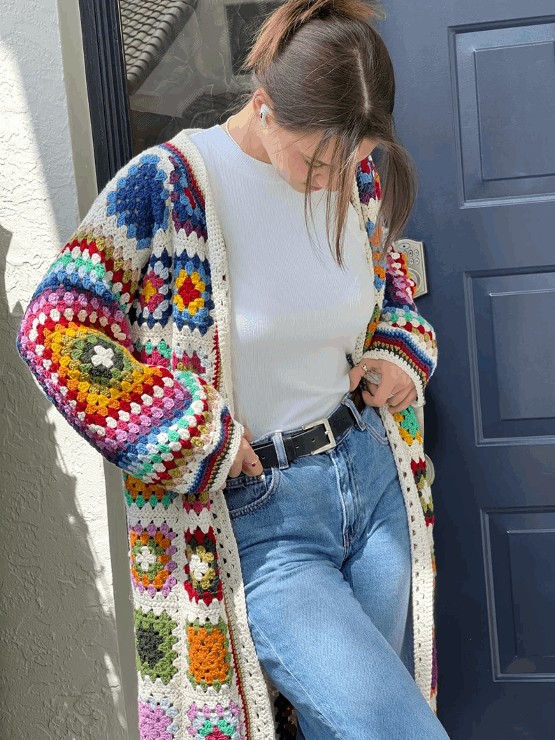 Crochet pattern, Crochet granny square cardigan