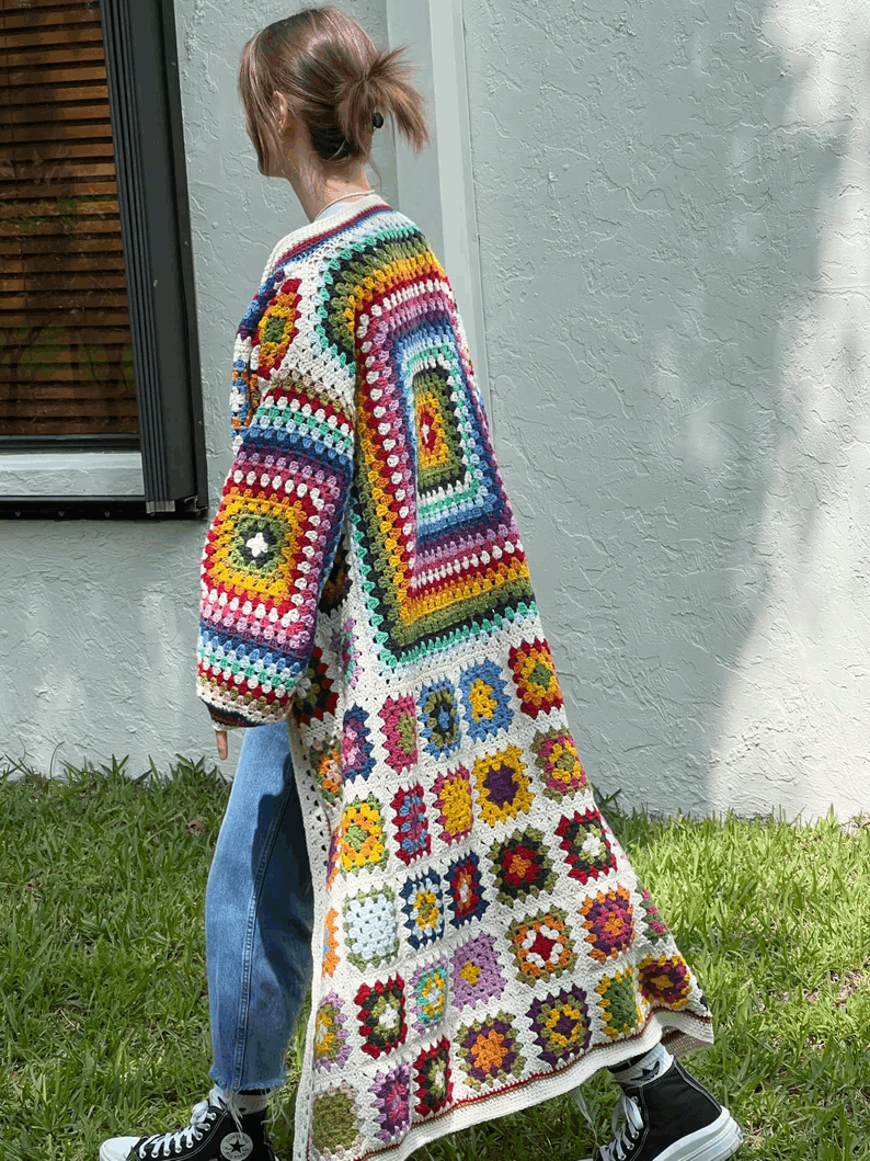 Crochet pattern, Crochet granny square cardigan