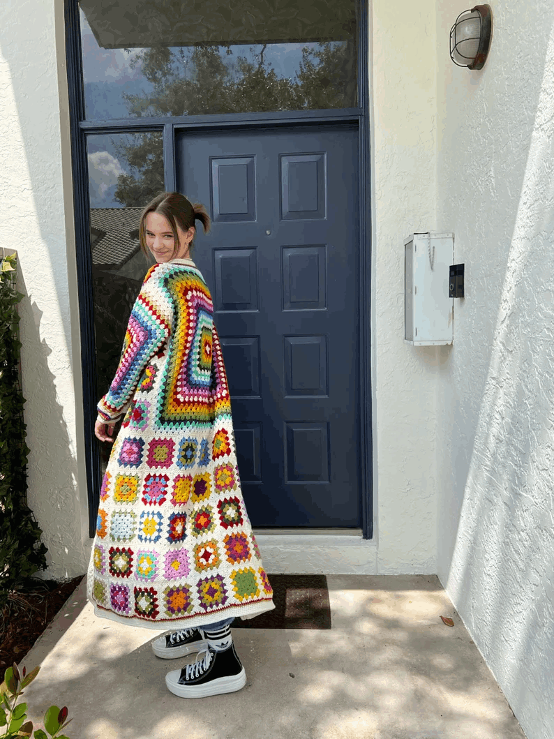 Crochet pattern, Crochet granny square cardigan