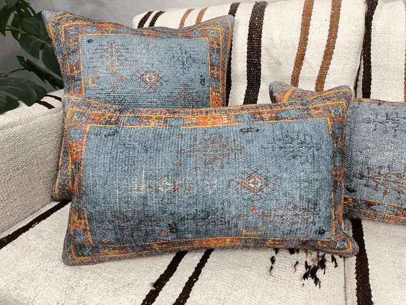 Turkish rug pillow, Handmade pillow, Kilim pillow cover, Cushion cover, Sofa pillow, 12x24 Pillow, Couch Pillow, Pillow case,