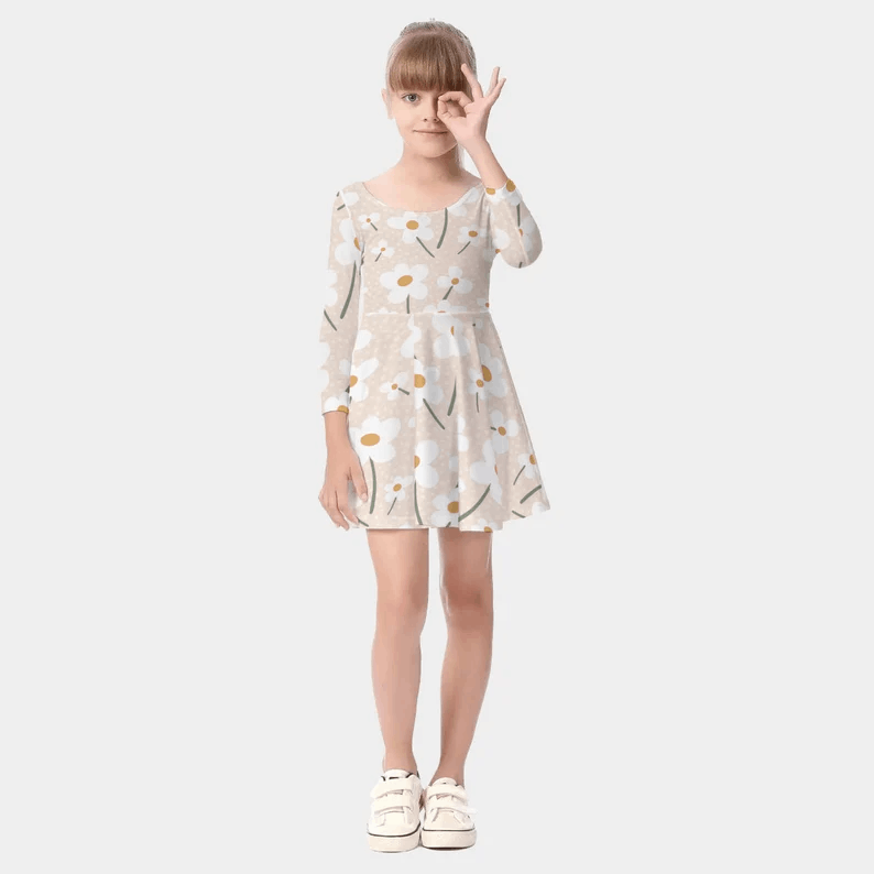 Personalised Kids Name Dress Long Sleeve Any Colour Design Name Logo