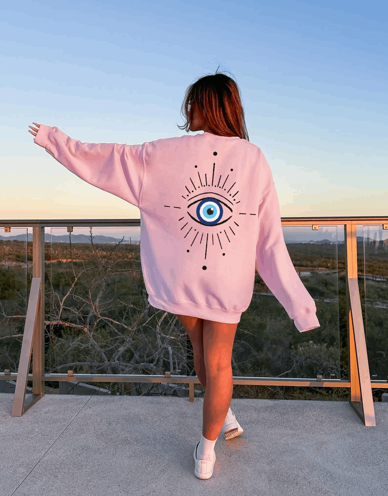 Personalized Bohemian Sweats Custom Sweat Evil Eye Sweats Custom Sweatshirt Oversized Sweat Evil Eye Sweatshirt Women Sweat Trendy Clothing