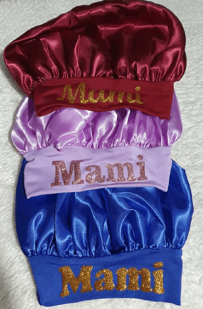 Personalised Large Adult Hair Bonnet Women Ladies Satin Hair Bonnet Sleep Hat Cap Night Silk Cap Head Wrap Personalised Name Satin Bonnet