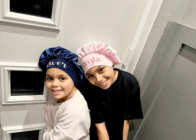 Personalised Satin Silk Hair Wrap, Hair Bonnets, Children's Bonnets, Adults Bonnets,