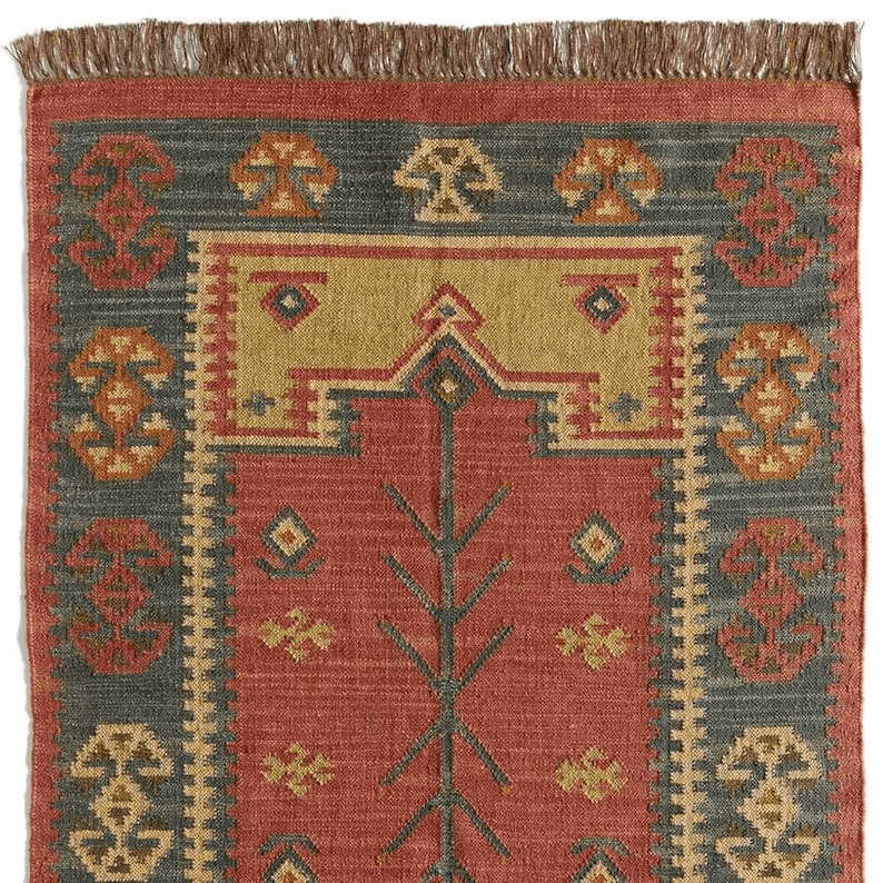Handmade Large Kilim Rug, Handwoven, Wool and Jute Rug Handmade, Kilim Dhurrie Rug, Motifs, Oriental, Traditional Indian, Geometric, Turkish