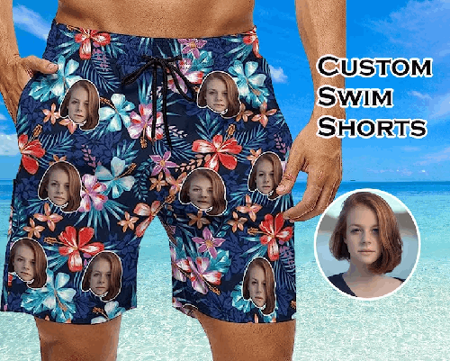 Short de Bain Personnalisé avec Visage – Idéal pour Vacances, EVG, Anniversaire ou Cadeau Original