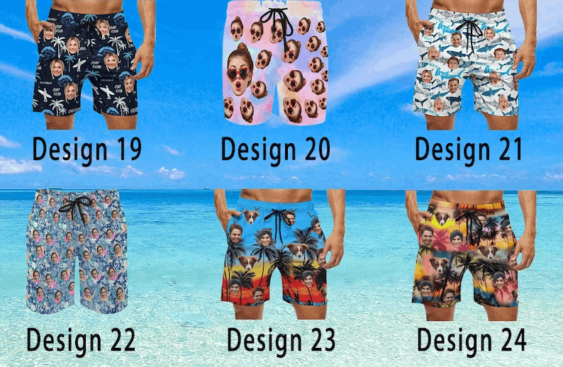 Short de Bain Personnalisé avec Visage – Idéal pour Vacances, EVG, Anniversaire ou Cadeau Original