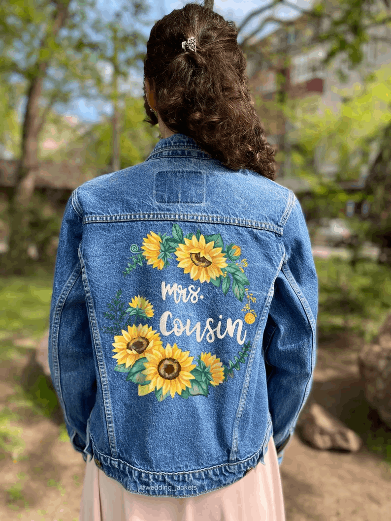 Veste en jean peinte à la main