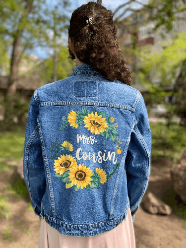Veste en jean peinte à la main