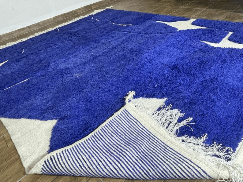 Handmade rug - Abstract Wool rug - blue rug - moroccan blue rug