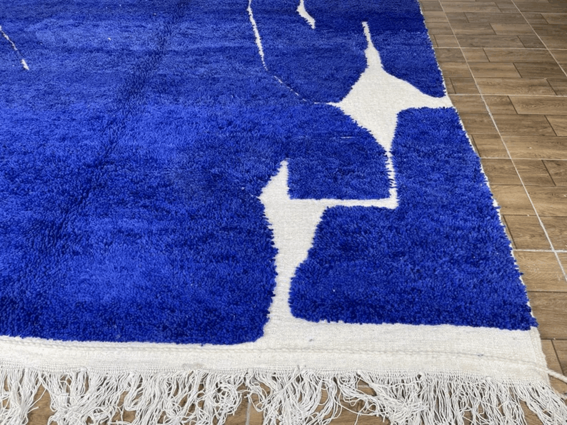Handmade rug - Abstract Wool rug - blue rug - moroccan blue rug