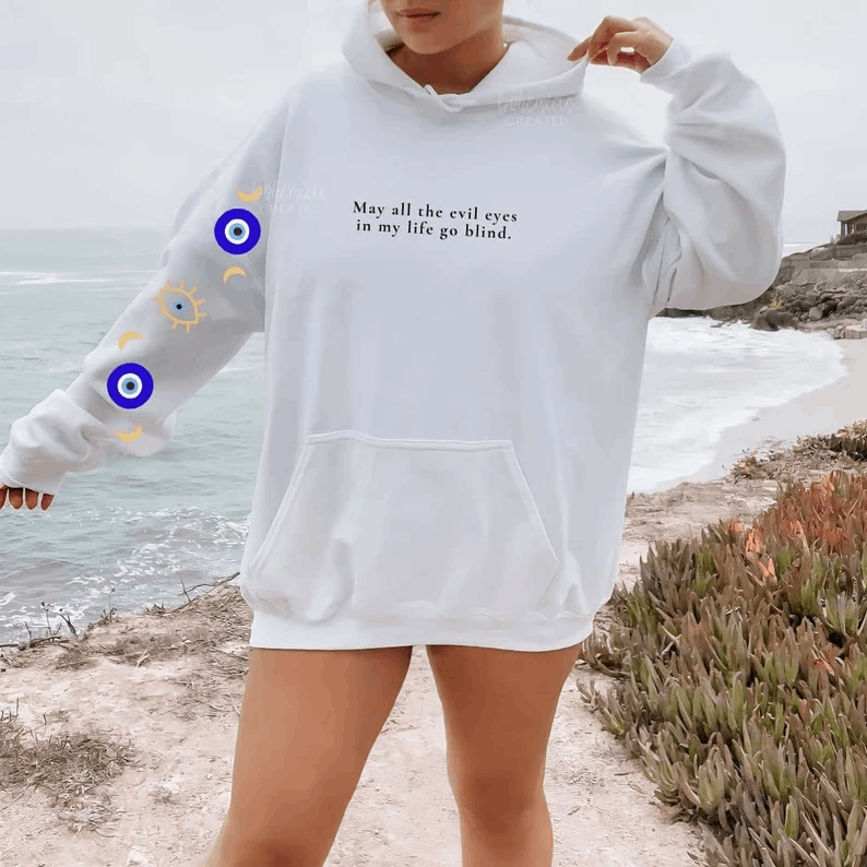 Evil Eye Aesthetic Sweatshirt Sweater Mug Third Eye Protection Gift For Her Him Office Buenas Vibras Good Vibes Minimal Boho Stylish Sweater