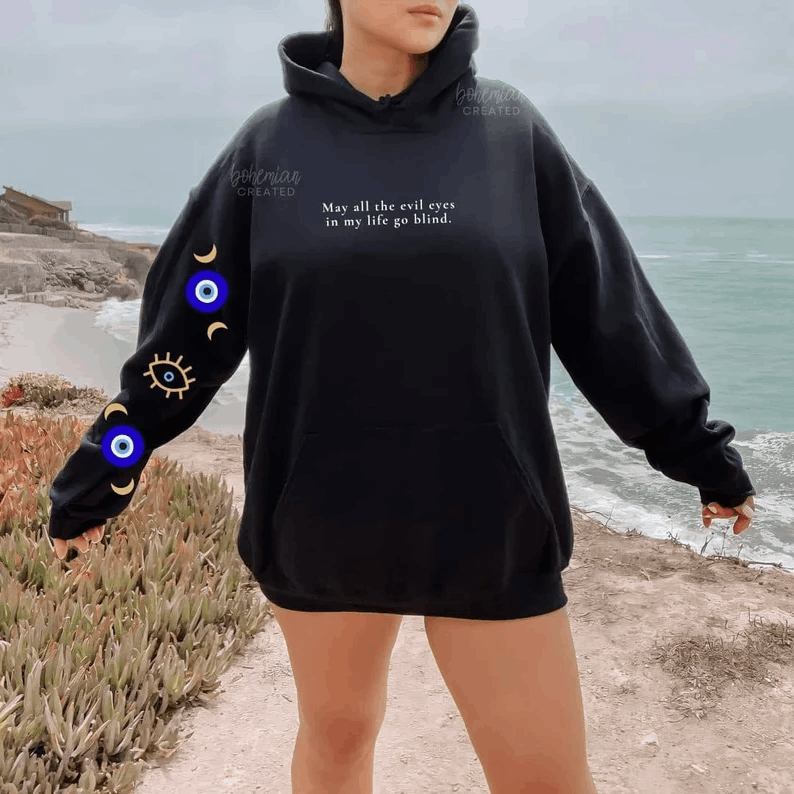 Evil Eye Aesthetic Sweatshirt Sweater Mug Third Eye Protection Gift For Her Him Office Buenas Vibras Good Vibes Minimal Boho Stylish Sweater