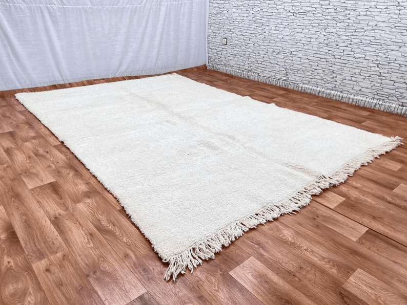 Handmade rug, White Beni ourain style, Cream Area rug, Tapis berbere, Teppich Berber carpet, Cream Wool rug, 