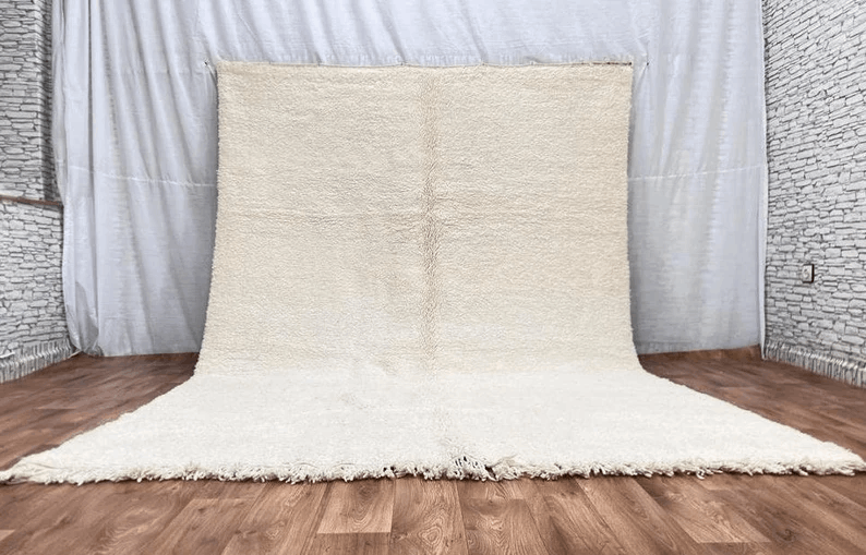 Handmade rug, White Beni ourain style, Cream Area rug, Tapis berbere, Teppich Berber carpet, Cream Wool rug,