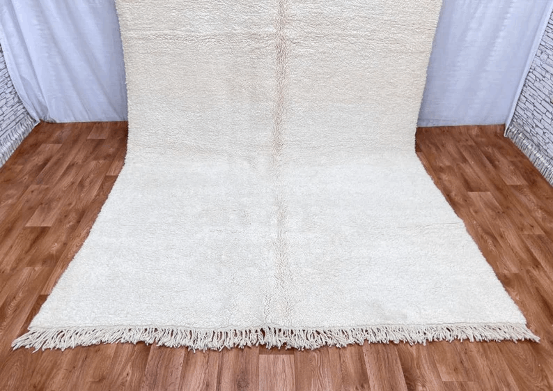 Handmade rug, White Beni ourain style, Cream Area rug, Tapis berbere, Teppich Berber carpet, Cream Wool rug,