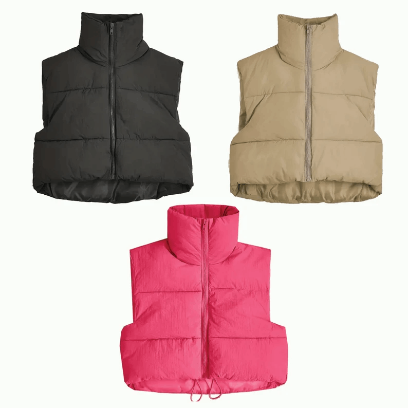 Youth Puffer Vest Many Colors, Full Zip Stand Up Collar Quilted Puff Vest, Kids Personalized Warm Zippered Vest, Business Dance Logo