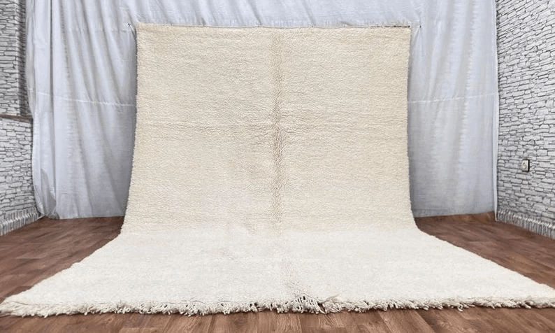 Handmade rug, White Beni ourain style, Cream Area rug, Tapis berbere, Teppich Berber carpet, Cream Wool rug, 