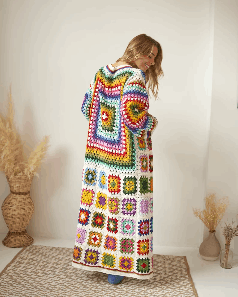 Crochet pattern, Crochet granny square cardigan