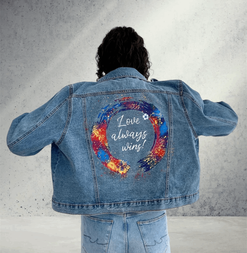 Bride Jean Jacket – Veste en Jean Peinte à la Main, Personnalisable pour Mariée