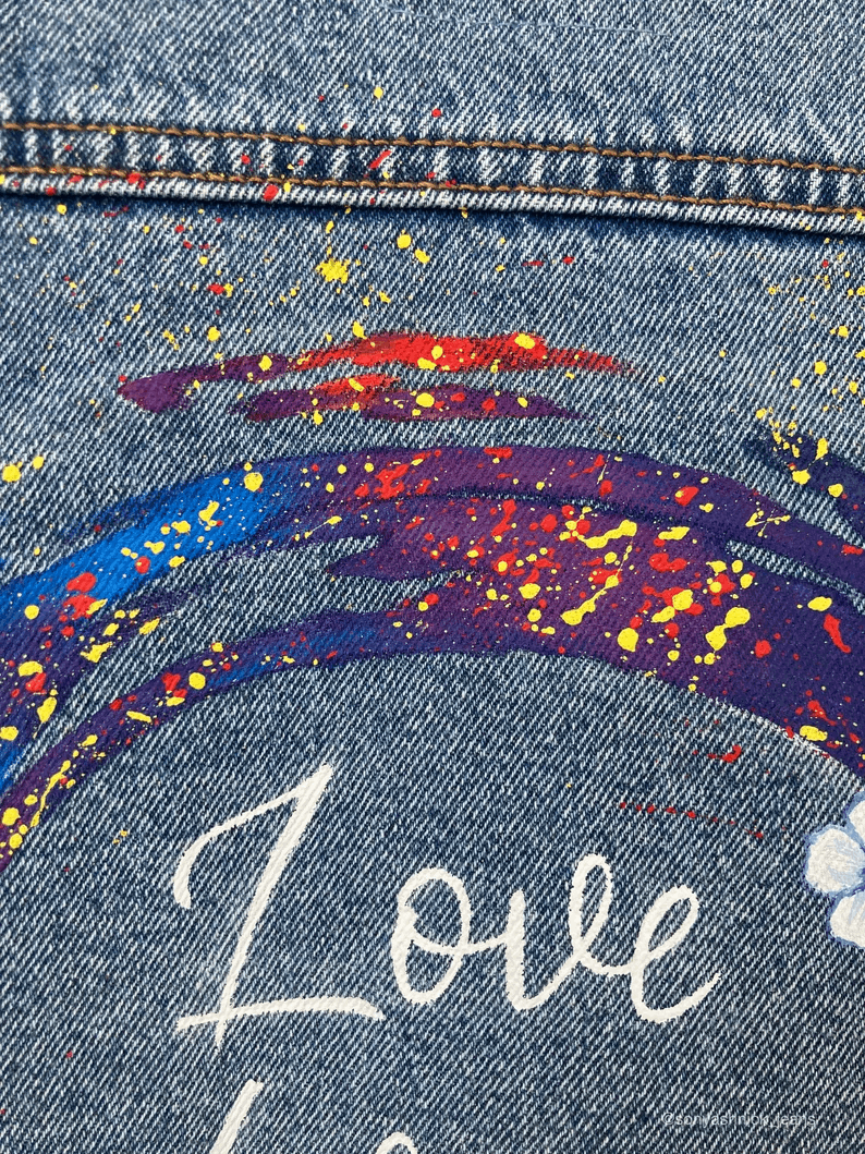 Bride Jean Jacket – Veste en Jean Peinte à la Main, Personnalisable pour Mariée