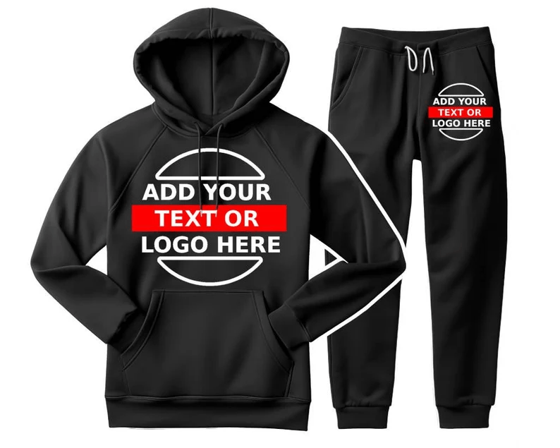 Custom Matching Sweatsuit, Your Logo & Photo on a hooded Tracksuit, Matching Hoodie and Joggers Personlised 2 Piece Hoodie Set, Jogging Suit