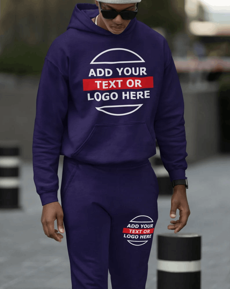 Custom Matching Sweatsuit, Your Logo & Photo on a hooded Tracksuit, Matching Hoodie and Joggers Personlised 2 Piece Hoodie Set, Jogging Suit