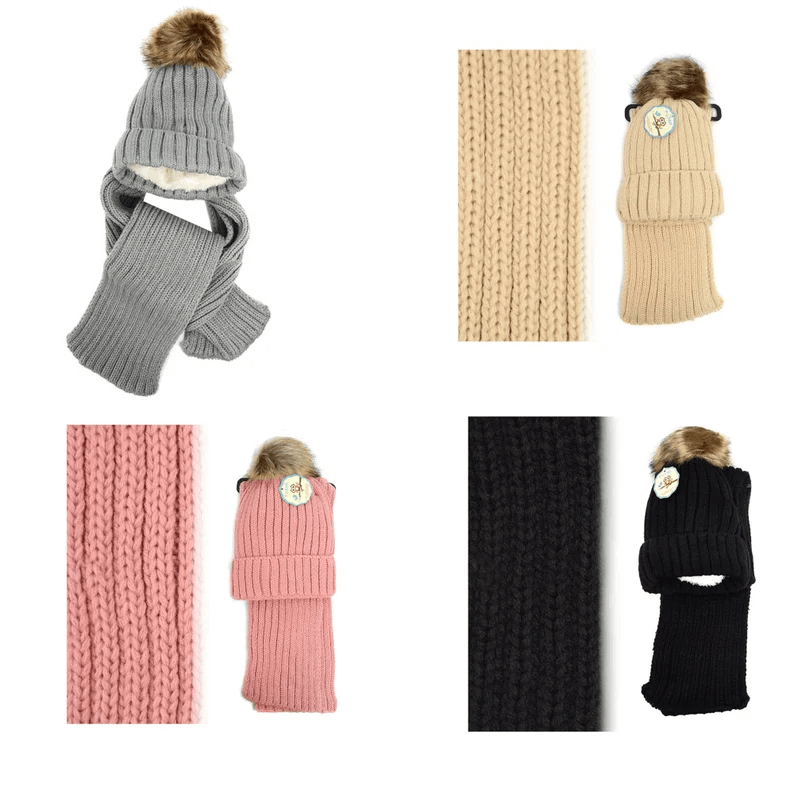 Kids Personalized Beanie with Pom Pom and scarf Winter Beanie Embroidered Knit cap ribbed scarf set Monogram Knit Warm Hat Embroidered Name