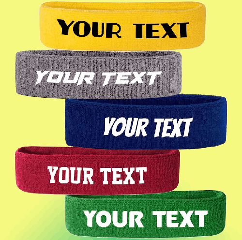 Custom Text, Design, Image Applied SWEAT HEADBANDS, Customized Headbands
