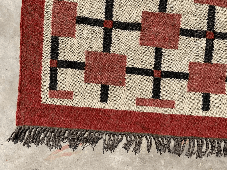 Handmade Wool Jute Kilim Rug, Kilim Rug, Wool Jute Kilim Rug, Bohemian Rug, Navajo Kilim Rug, Custom Size Rug, pink Traditional Rug,