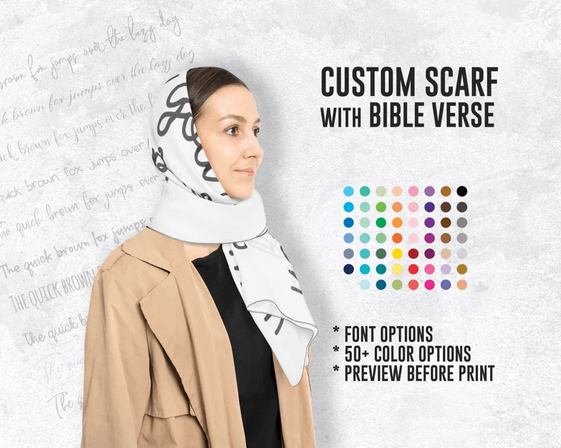 Custom Scarf Bible Verse Gift Custom Christian Gift Scripture Christian bible verse scarf, Strength Prayer Shawl gifts for her