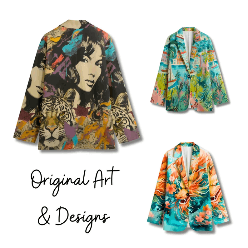 Custom Blazer, Unisex 100% Cotton Sports Coat, Personalized Suit Jacket, Artsy Blazer, All-Over-Print Custom Jacket