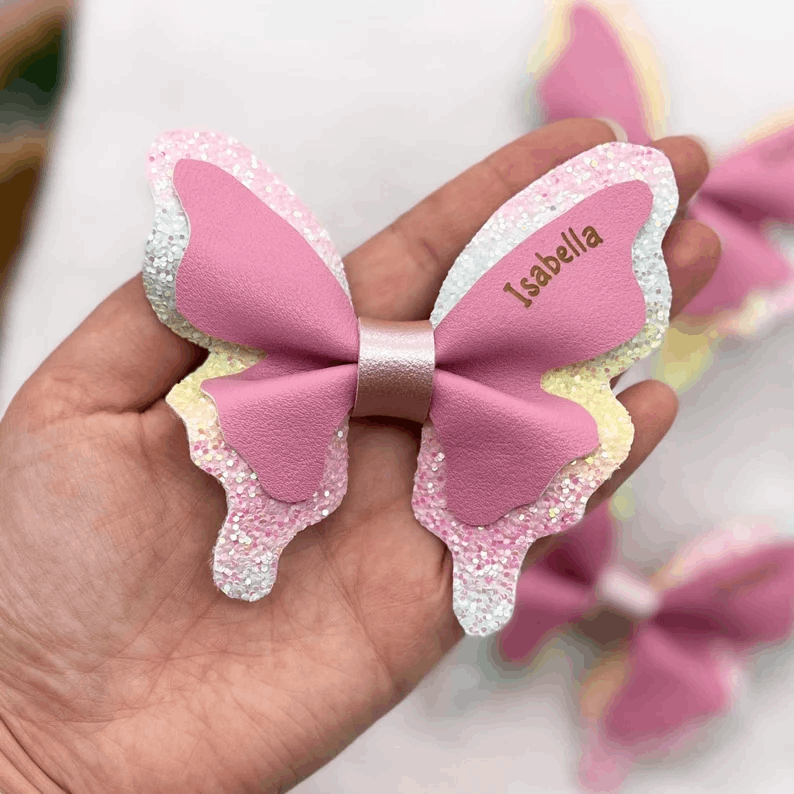 Kids Personalised Hair Clip, Kids Personalised Hair Bow, Butterfly Hair Bow, Little Girls Hair Clip, Personalised Hair Bow, Little Girl Gift