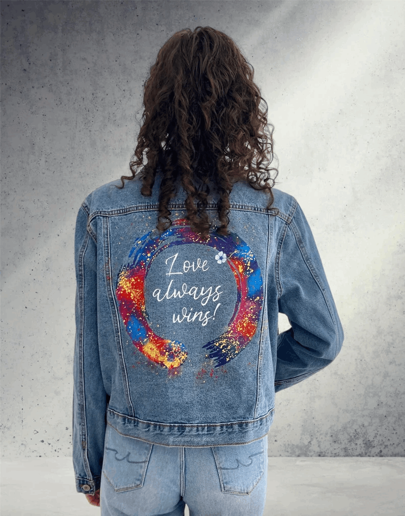 Bride Jean Jacket – Veste en Jean Peinte à la Main, Personnalisable pour Mariée
